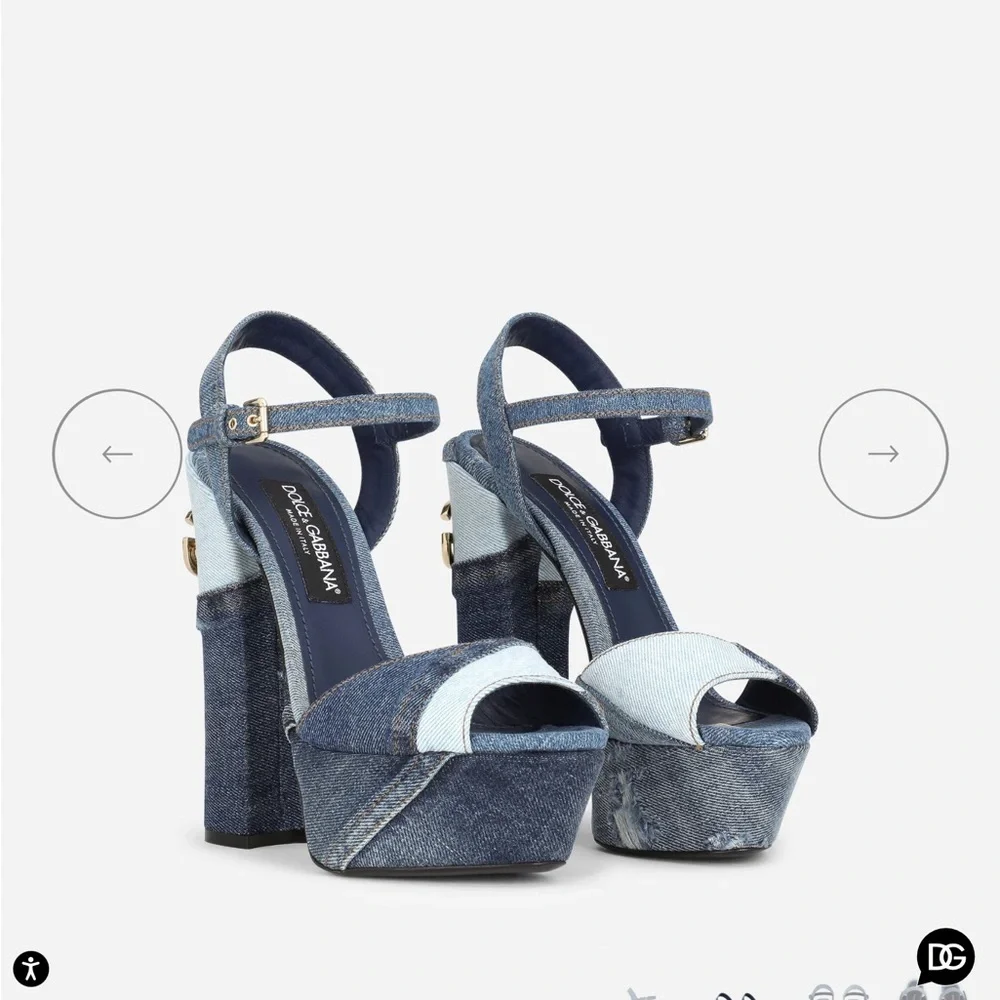 Dolce & gabana patchwork Denim Platform Sandals size 38.5 - Picture 3 of 13